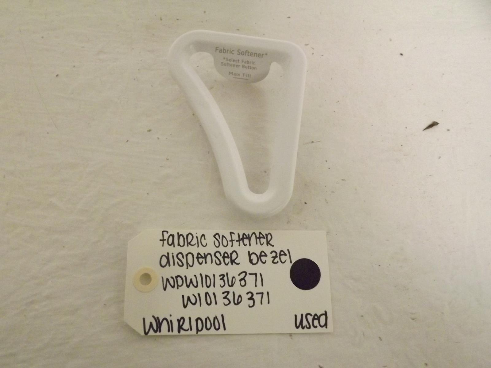 Whirlpool Washer WPW10136371 W10136371 Fabric Softener Dispenser Bezel Used Whirlpool Washer WPW10136371 W10136371 Fabric Softener Dispenser Bezel Used